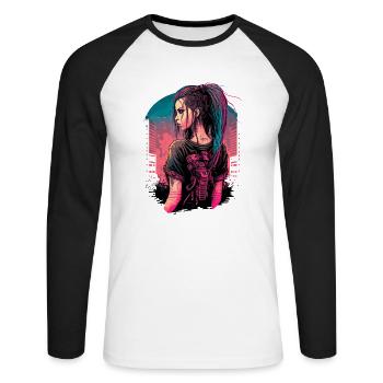 Atemberaubendes futuristisches Mädchen der perfekte Geburtstag - Unisex Baseballshirt langarm - Weiß/Schwarz - Vorne - Nik (191cm)