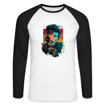 Belle science-fiction Femmes les simples - T-shirt baseball manches longues Homme - blanc/noir - Devant - Nik (191cm)
