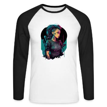 Amazing Looking Futuristic Lady the fabulous - Unisex Long Sleeve Baseball T-Shirt - white/black - Front - Nik (191cm)