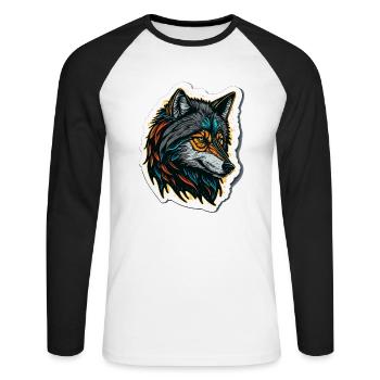Digital Painting of a Wolf Head - Unisex Long Sleeve Baseball T-Shirt - white/black - Front - Nik (191cm)