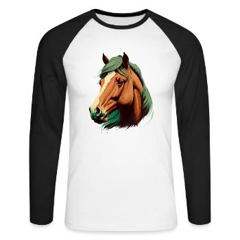 Schöne Stute - Unisex Baseballshirt langarm - Weiß/Schwarz - Vorne - Nik (191cm)