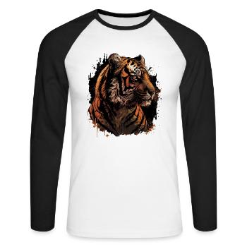 Majestic Tiger Portrait - Unisex Long Sleeve Baseball T-Shirt - white/black - Front - Nik (191cm)