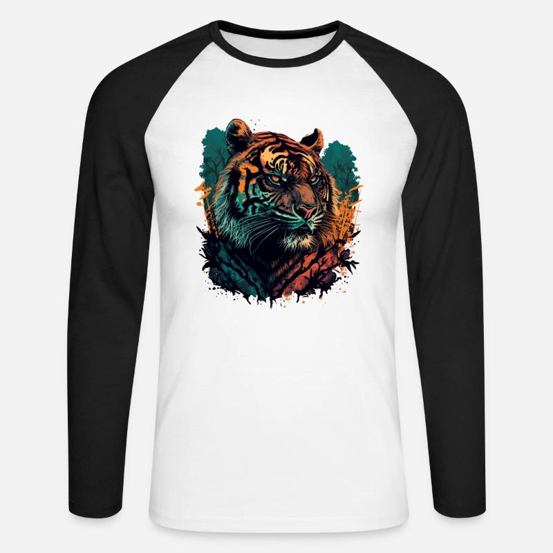 Sei ein Tiger - Unisex Baseballshirt langarm - Weiß/Schwarz