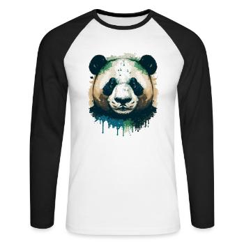 Panda Ink Illustration - Unisex Long Sleeve Baseball T-Shirt - white/black - Front - Nik (191cm)