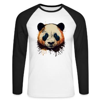Panda mignon - T-shirt baseball manches longues Homme - blanc/noir - Devant - Nik (191cm)