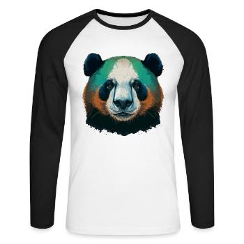 Cadeau Panda Lover - T-shirt baseball manches longues Homme - blanc/noir - Devant - Nik (191cm)