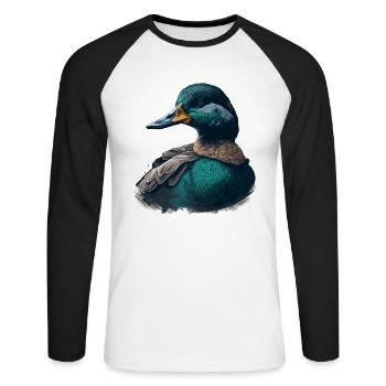 Duck Looking - Unisex Long Sleeve Baseball T-Shirt - white/black - Front - Nik (191cm)
