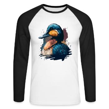 Duck Painting - Unisex Long Sleeve Baseball T-Shirt - white/black - Front - Nik (191cm)