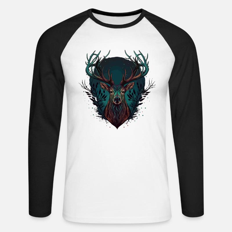 Ciervos - Raglán manga larga hombre - blanca/negro