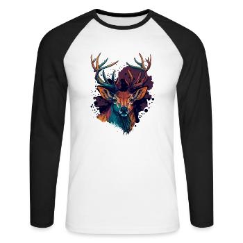 Hirschkunst - Unisex Baseballshirt langarm - Weiß/Schwarz - Vorne - Nik (191cm)