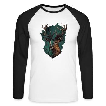Drôle de cerf - T-shirt baseball manches longues Homme - blanc/noir - Devant - Nik (191cm)
