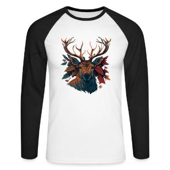 Hirschjagd Liebhaber - Unisex Baseballshirt langarm - Weiß/Schwarz - Vorne - Nik (191cm)
