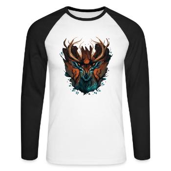 Chasse au cerf - T-shirt baseball manches longues Homme - blanc/noir - Devant - Nik (191cm)