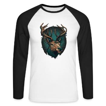 Chasseur de boucs - T-shirt baseball manches longues Homme - blanc/noir - Devant - Nik (191cm)