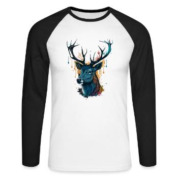 Buck Lover - T-shirt baseball manches longues Homme - blanc/noir - Devant - Nik (191cm)