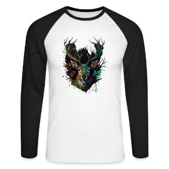 Geweih Liebhaber - Unisex Baseballshirt langarm - Weiß/Schwarz - Vorne - Nik (191cm)