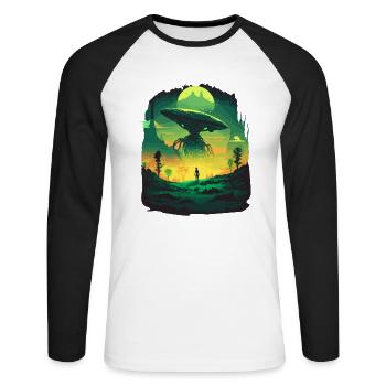 world ufo day - Unisex Long Sleeve Baseball T-Shirt - white/black - Front - Nik (191cm)