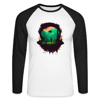 alien peace - Unisex Long Sleeve Baseball T-Shirt - white/black - Front - Nik (191cm)
