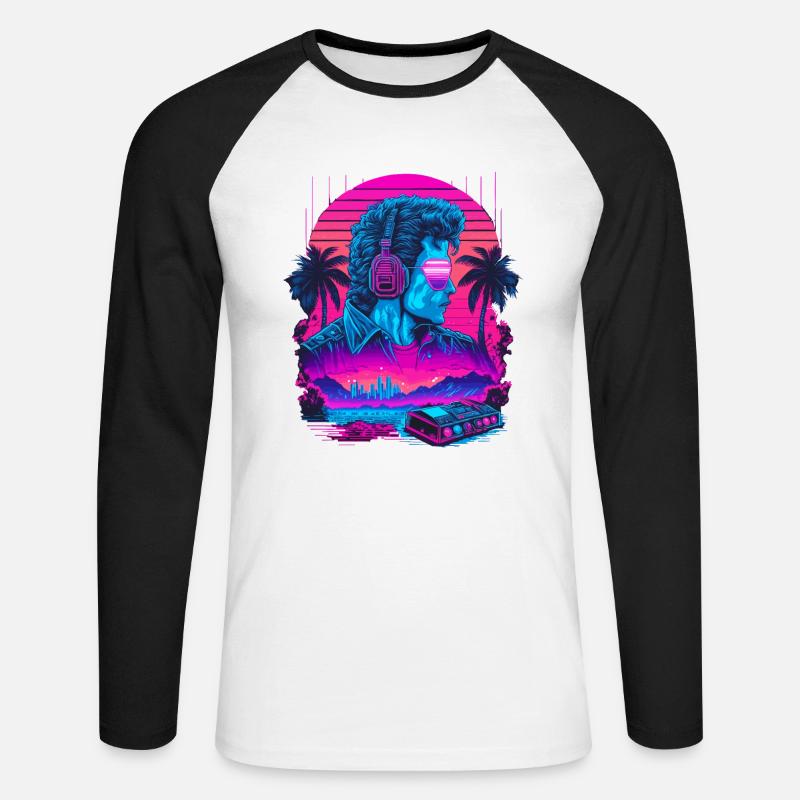Vaportrap - Unisex Baseballshirt langarm - Weiß/Schwarz