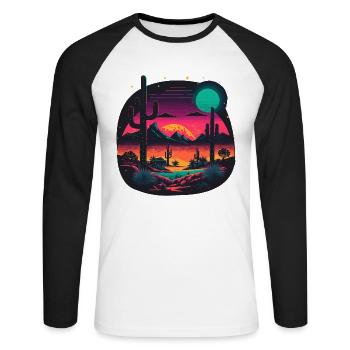 Neonwüste - Unisex Baseballshirt langarm - Weiß/Schwarz - Vorne - Nik (191cm)