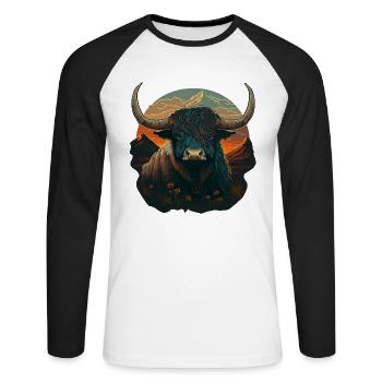 Yak froid - T-shirt baseball manches longues Homme - blanc/noir - Devant - Nik (191cm)