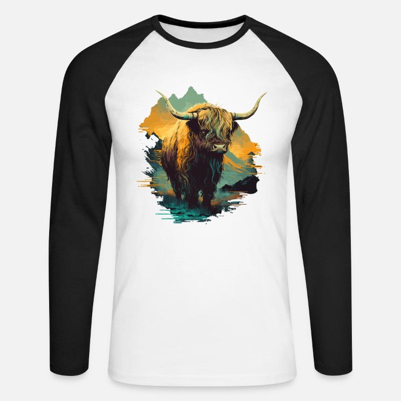 Yak Kunst - Unisex Baseballshirt langarm - Weiß/Schwarz