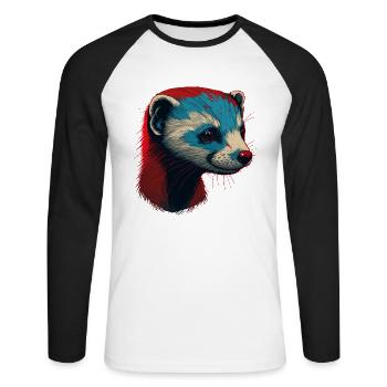 Furet rouge - T-shirt baseball manches longues Homme - blanc/noir - Devant - Nik (191cm)