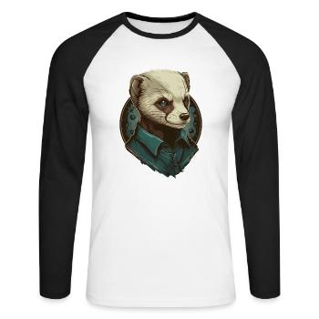 Ferrent im Hemd - Unisex Baseballshirt langarm - Weiß/Schwarz - Vorne - Nik (191cm)