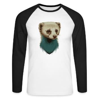 Mignon furet - T-shirt baseball manches longues Homme - blanc/noir - Devant - Nik (191cm)