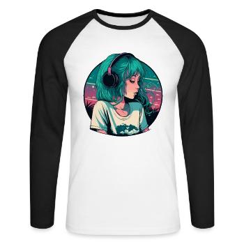 Mignonne Lo-Fi Fille - T-shirt baseball manches longues Homme - blanc/noir - Devant - Nik (191cm)