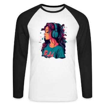 Lo Fi - T-shirt baseball manches longues Homme - blanc/noir - Devant - Nik (191cm)