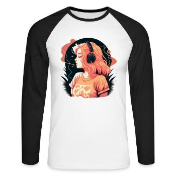 Cadeau - T-shirt baseball manches longues Homme - blanc/noir - Devant - Nik (191cm)