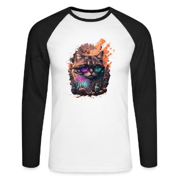 Posion Cat - Unisex Long Sleeve Baseball T-Shirt - white/black - Front - Nik (191cm)