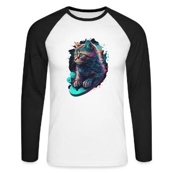 Vaporcat - T-shirt baseball manches longues Homme - blanc/noir - Devant - Nik (191cm)