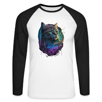 Festival Cat - Unisex Long Sleeve Baseball T-Shirt - white/black - Front - Nik (191cm)