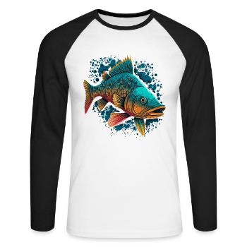 River Fish - Unisex Long Sleeve Baseball T-Shirt - white/black - Front - Nik (191cm)