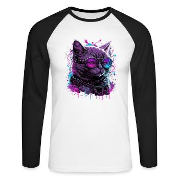 Vaporcat - T-shirt baseball manches longues Homme - blanc/noir - Devant - Nik (191cm)
