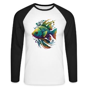 Colorful Fish - Unisex Long Sleeve Baseball T-Shirt - white/black - Front - Nik (191cm)