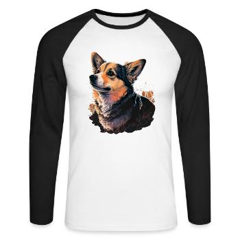 charmant Corgi - T-shirt baseball manches longues Homme - blanc/noir - Devant - Nik (191cm)