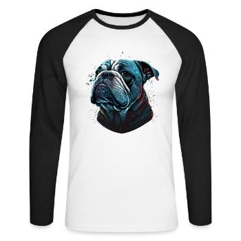 Thinking Bulldog - Unisex Long Sleeve Baseball T-Shirt - white/black - Front - Nik (191cm)