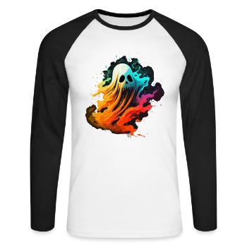Colorful Skull Head Ghost - Unisex Long Sleeve Baseball T-Shirt - white/black - Front - Nik (191cm)