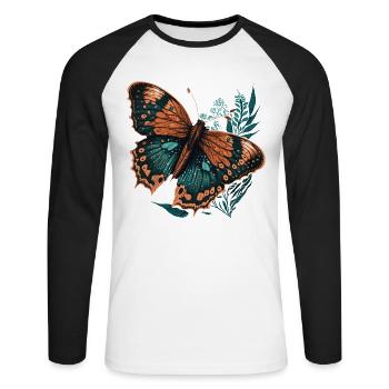 Butterfly Dreams - Unisex Long Sleeve Baseball T-Shirt - white/black - Front - Nik (191cm)