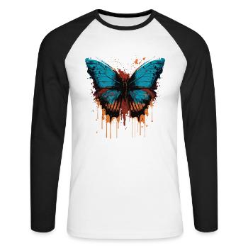 Painted Butterfly - Unisex Long Sleeve Baseball T-Shirt - white/black - Front - Nik (191cm)