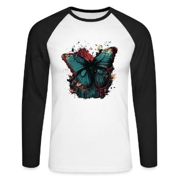 Butterfly in the Woods - Unisex Long Sleeve Baseball T-Shirt - white/black - Front - Nik (191cm)