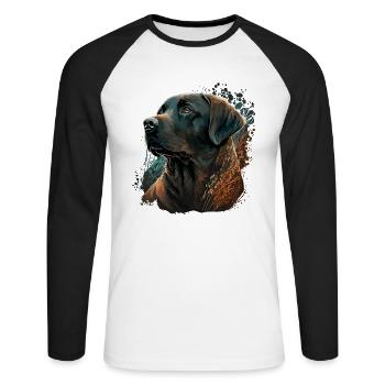 Superbe illustration de Labrador Retriever - T-shirt baseball manches longues Homme - blanc/noir - Devant - Nik (191cm)