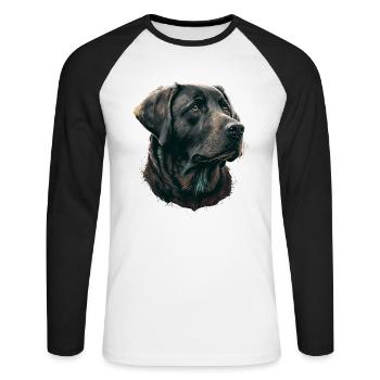 Bon Labrador Retriever - T-shirt baseball manches longues Homme - blanc/noir - Devant - Nik (191cm)