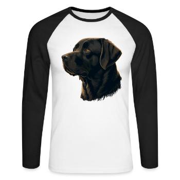 Labrador Retriever brun foncé doux - T-shirt baseball manches longues Homme - blanc/noir - Devant - Nik (191cm)