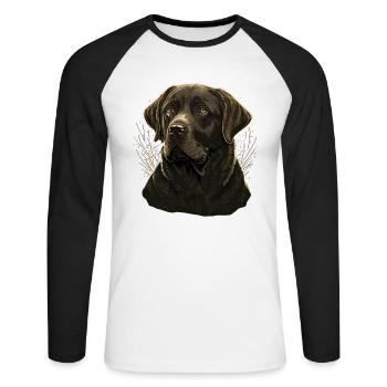 Comportement Labrador Retriever - T-shirt baseball manches longues Homme - blanc/noir - Devant - Nik (191cm)