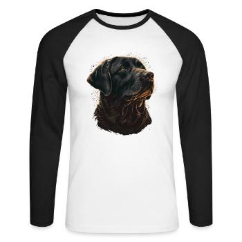 Nice Labrador Retriever Illustration - T-shirt baseball manches longues Homme - blanc/noir - Devant - Nik (191cm)