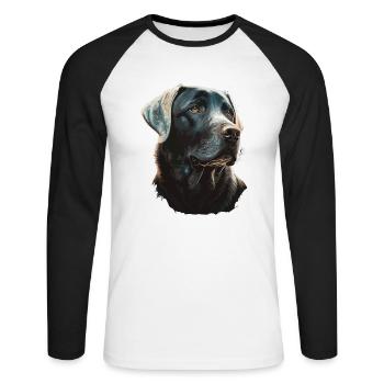 Labrador Retriever sur des lumières brillantes - T-shirt baseball manches longues Homme - blanc/noir - Devant - Nik (191cm)